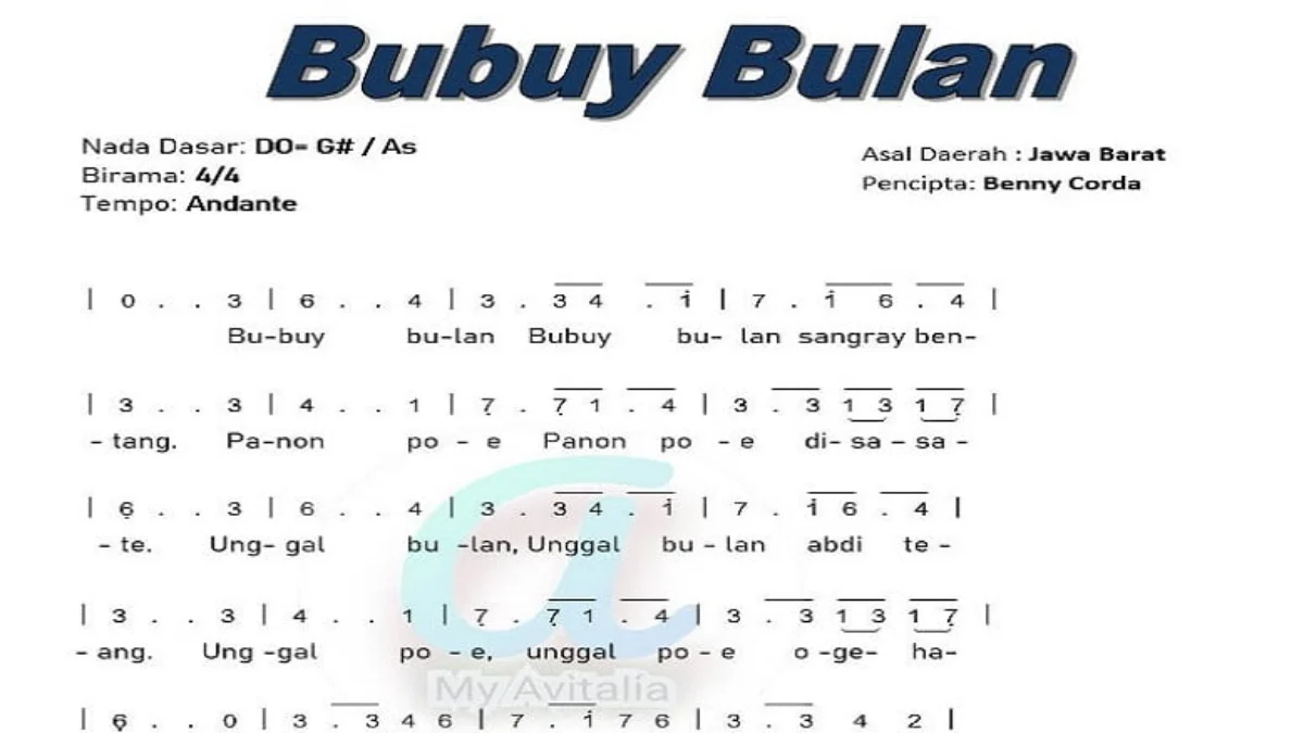 not angka lagu bubuy bulan