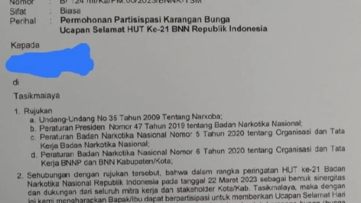 Bukan Hanya Minta THR, BNN Kota Tasikmalaya Juga Minta Ini