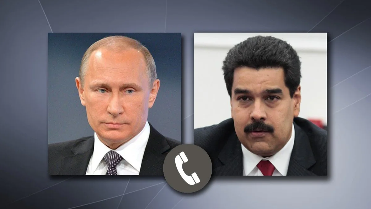 Presiden rusia vladimir putin melakukan pembicaraan dengan presiden venezuela Nicolas Maduro lewat telepon.