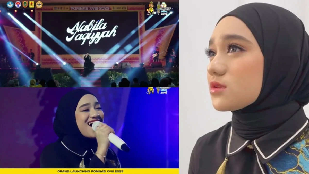 Nabila Taqiyyah Tampil Anggun Mempesona dengan Gaun Hitam di Grand Launching POMNAS XVIII 2023