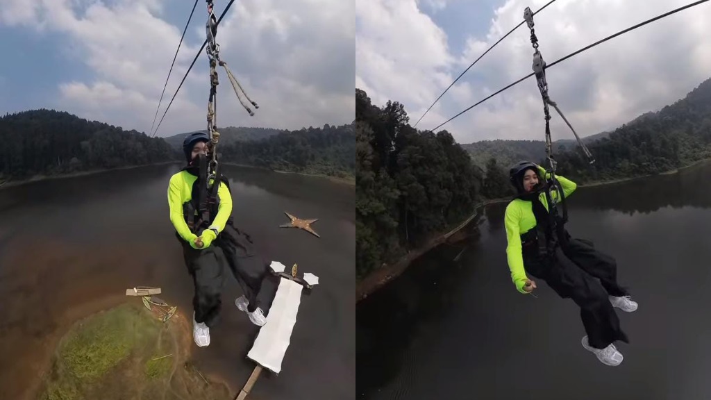 Uji Adrenalin Nabila Taqiyyah Mencoba Flying Fox Sepanjang Meter