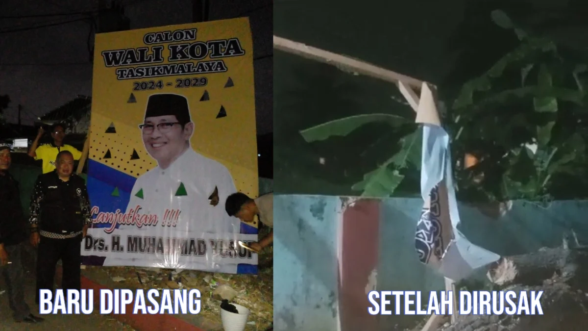 Calon wali kota tasikmalaya, baliho kandidat dirusak, partai golkar