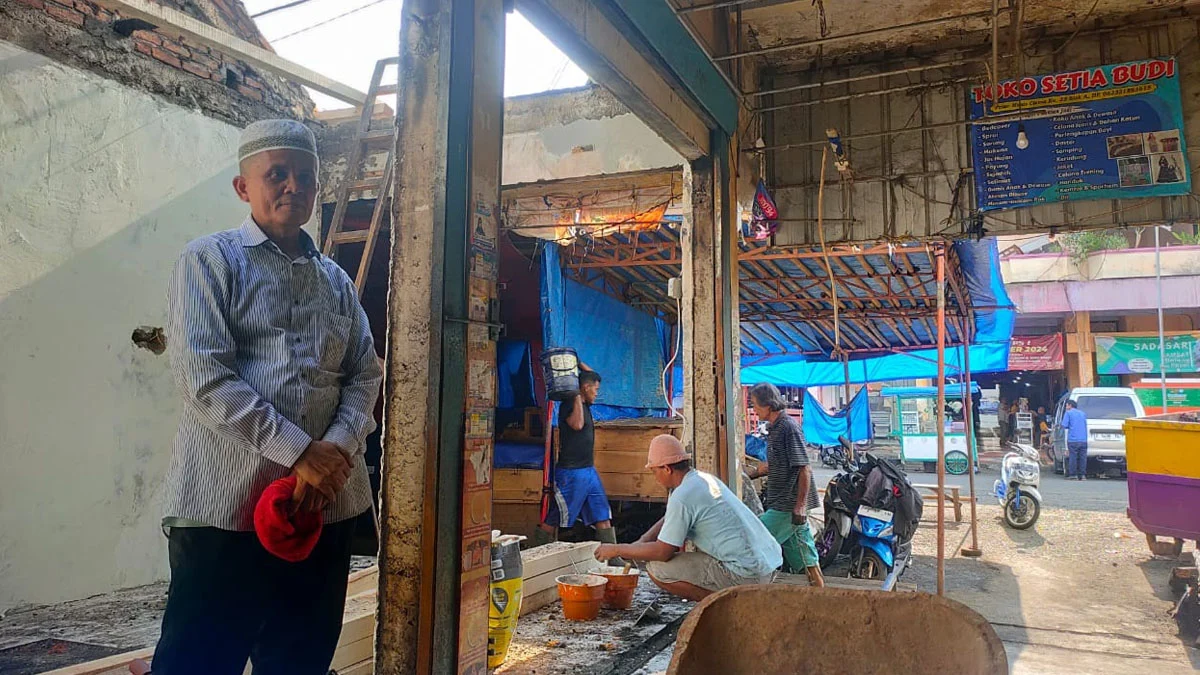 perbaikan pasar manis ciamis yang kebakaran