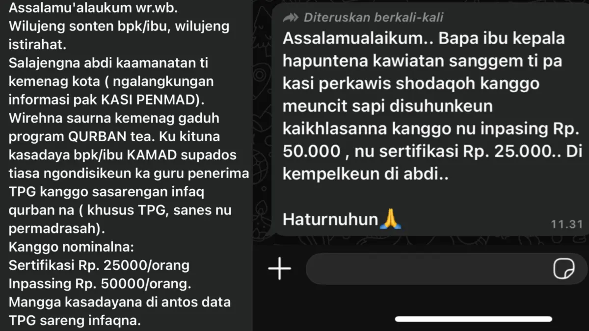 Sedekah atau Pungli? Para Guru Madrasah Diminta Infak Untuk Beli Sapi Kurban Kemenag Kota Tasikmalaya Infak membeli sapi kurban, guru madrasah, kemenag kota tasikmalaya