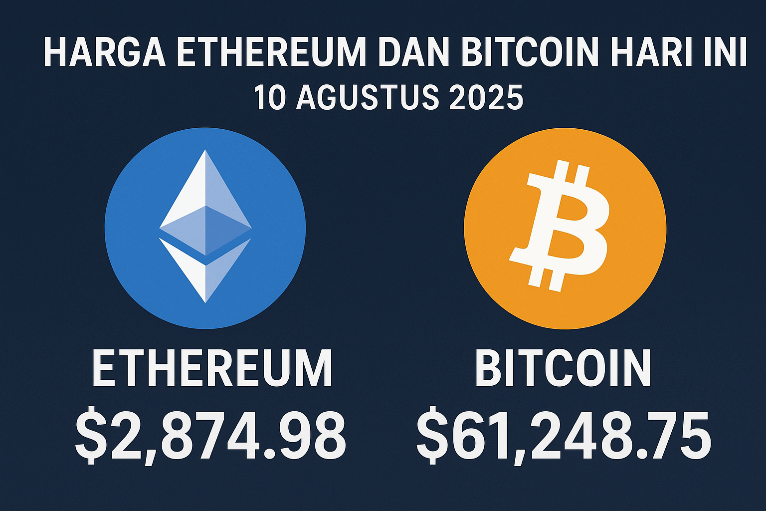 Harga Ethereum dan Bitcoin Hari Ini
