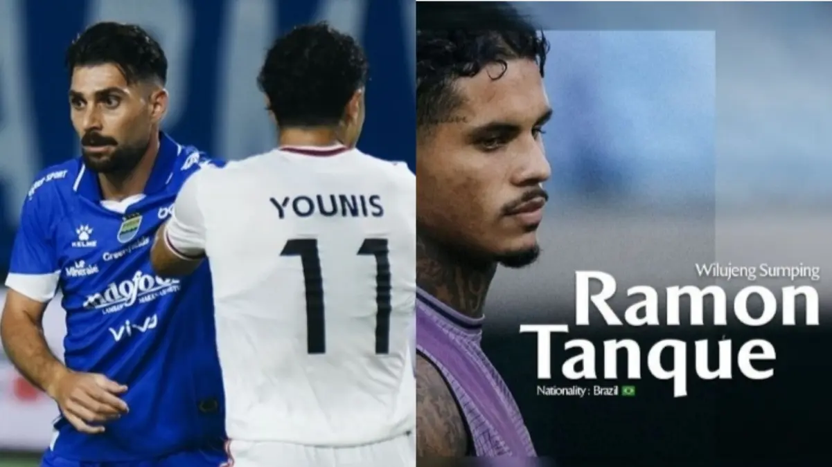 Pemain Persib Frans Putros dan Ramon Tanque