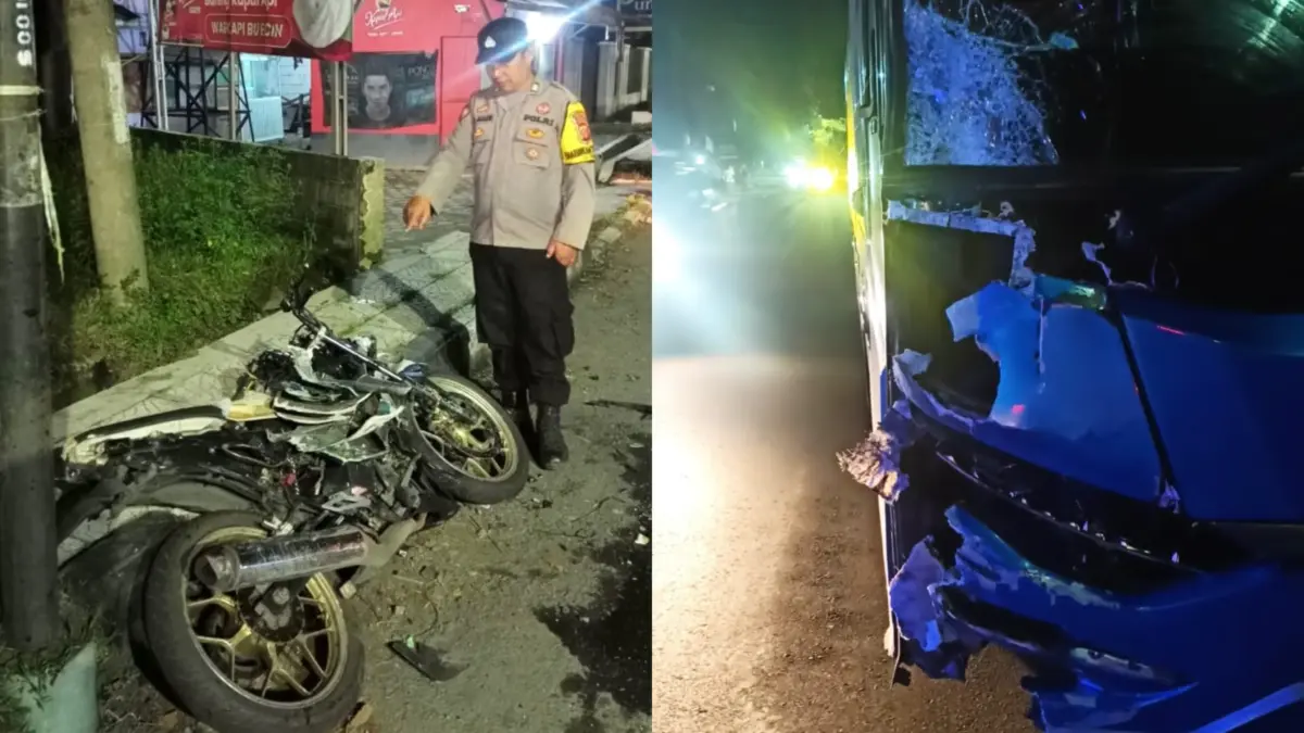 Tabrakan motor dan mobil bus di tasikmalaya, korban meninggal dunia