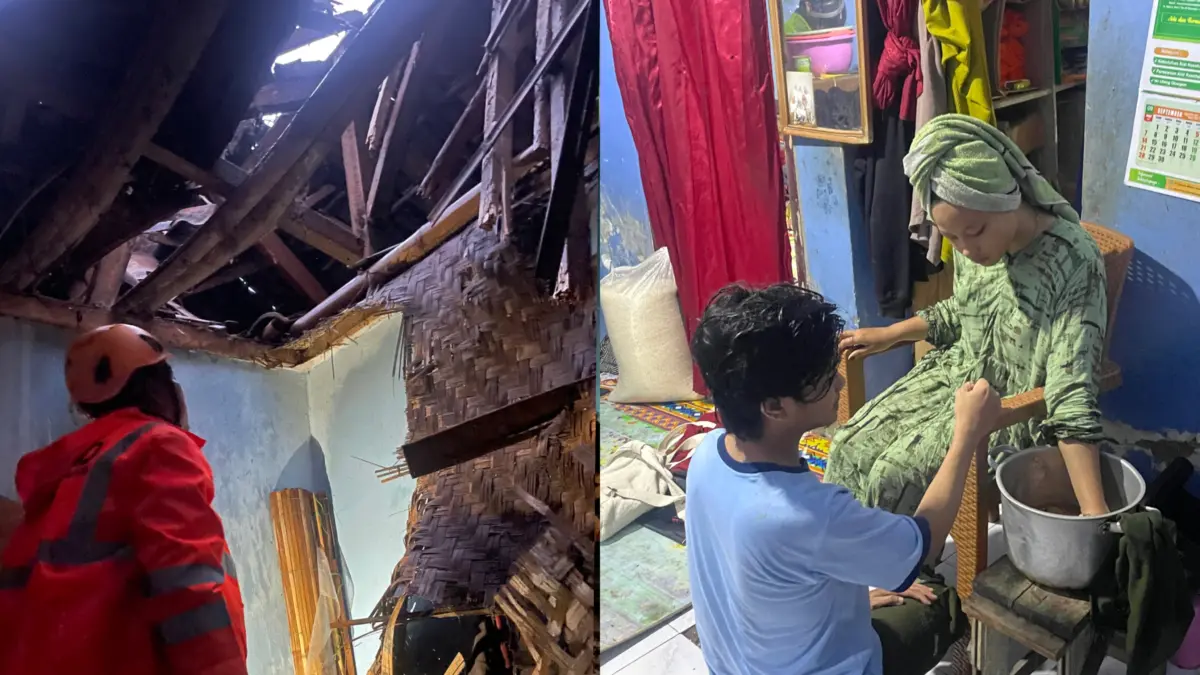 Bencana alam, rumah ambruk di kota tasikmalaya, korban luka-luka