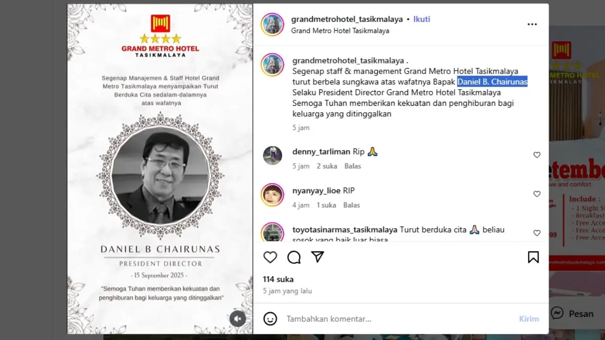 President Director Grand Metro Hotel Tasikmalaya