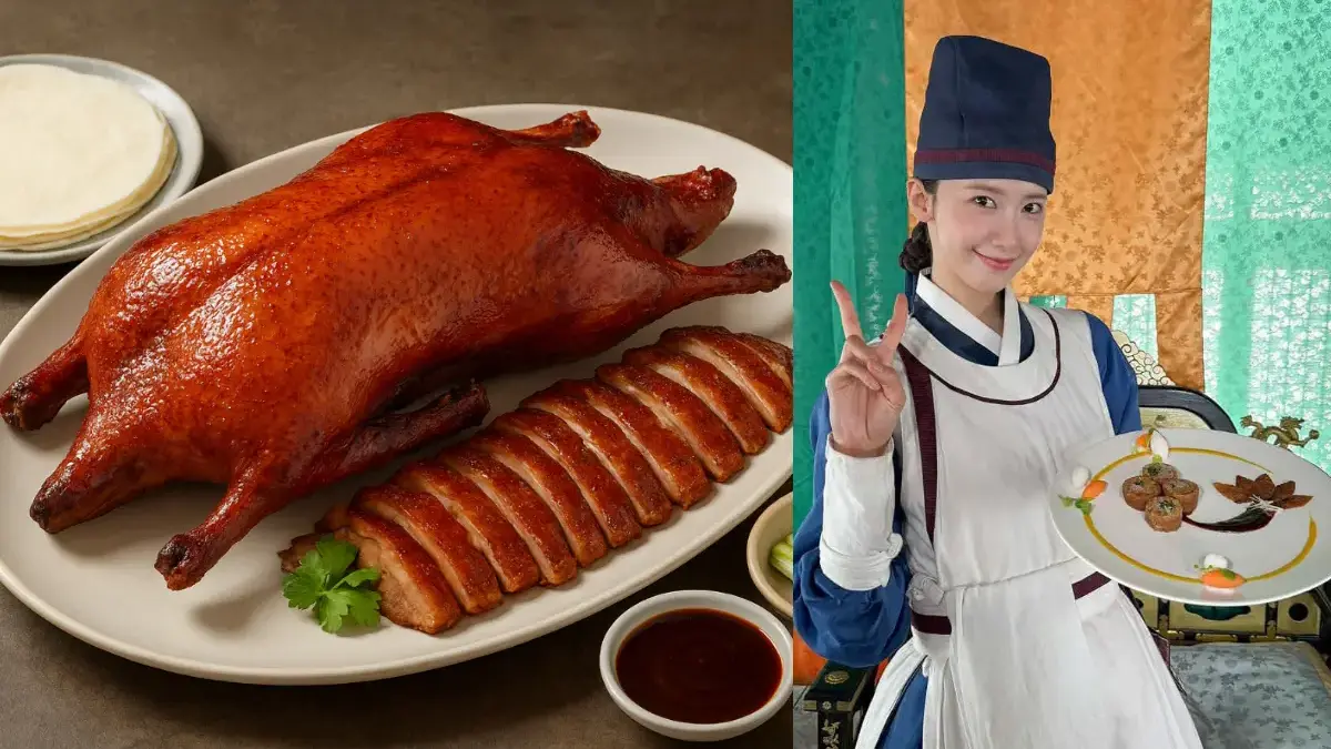 Bebek Peking, Hidangan di Bon Appétit Your Majesty (ilustrasi by ChatGPT, instagram.com @limyoona_official)