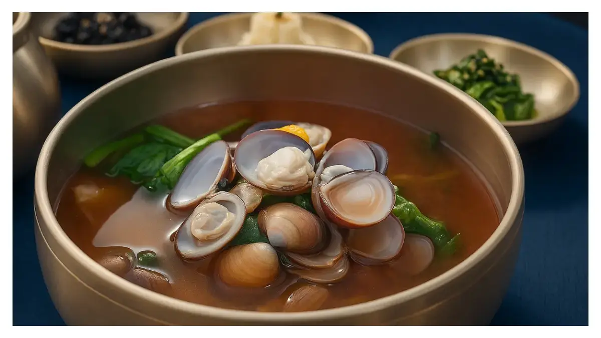 Sup Doenjang Bayam Kerang (ilustrasi by ChatGPT)