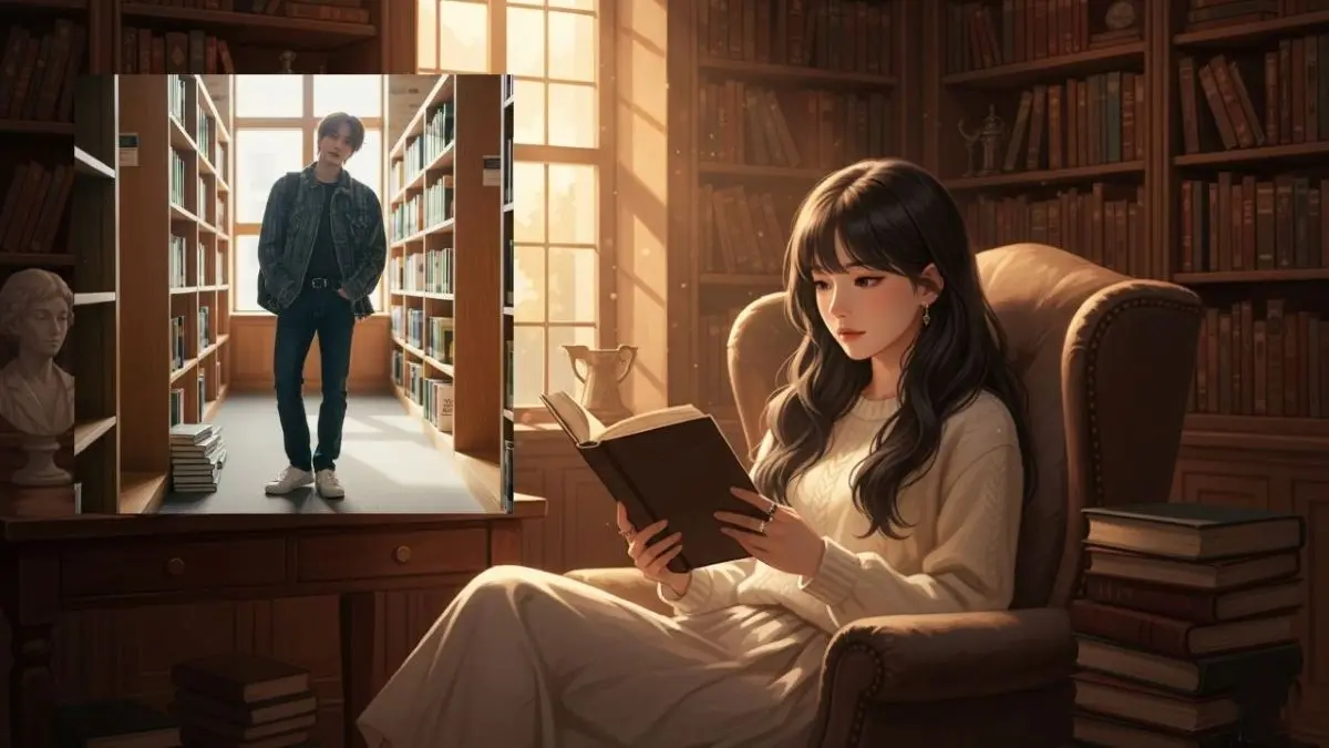 Prompt AI,Edit Foto di Perpustakaan