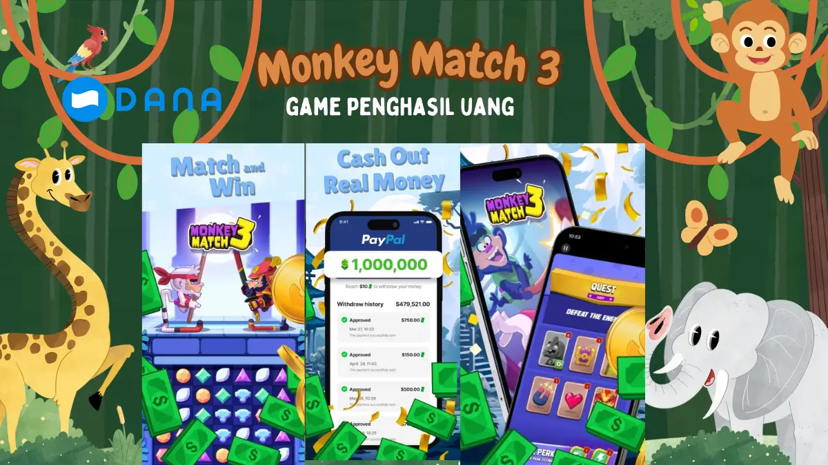 Cuma Modal Instal, Klaim Saldo DANA Gratis Rp335.000 dari Monkey Match 3 Aplikasi Penghasil Uang Aplikasi Penghasil Uang