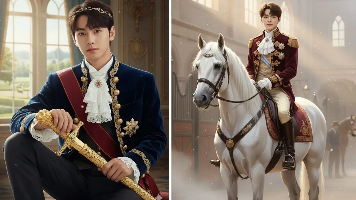 Prompt Gemini AI Foto Ala Pangeran Kerajaan Naik Kuda Putih yang Estetik dan Sinematik Prompt Gemini AI