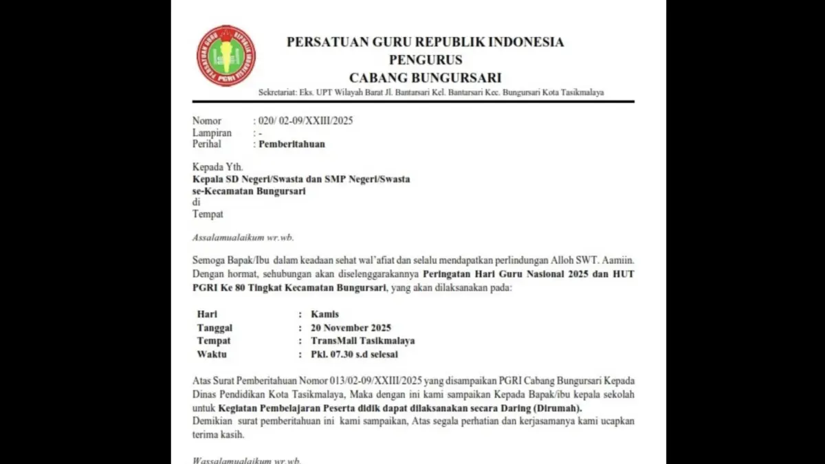 Surat PGRi Bungursari kOta Tasikmalaya