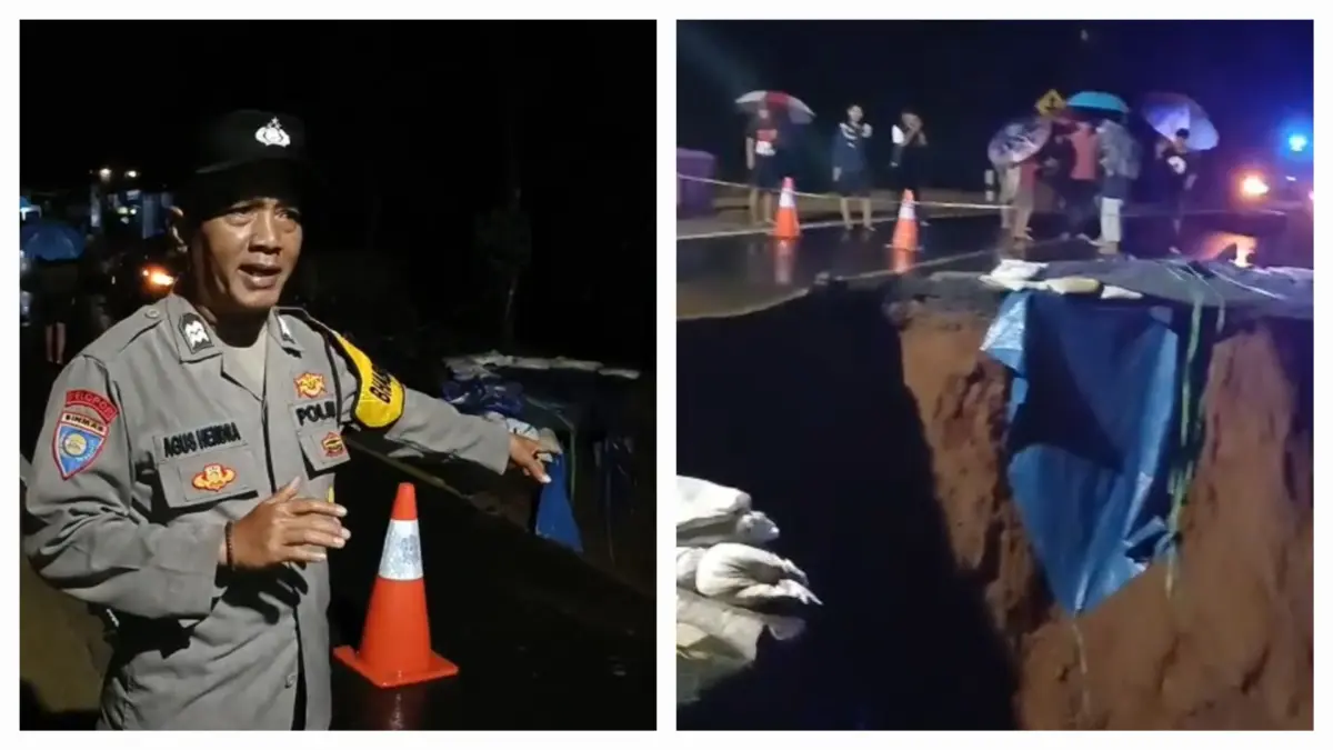 Jalan Raya Ciamis-Kawali Ditutup Total Akibat Jembatan Cikaleho Ambruk Sebagian Jalan raya kawali-ciamis ditutup total