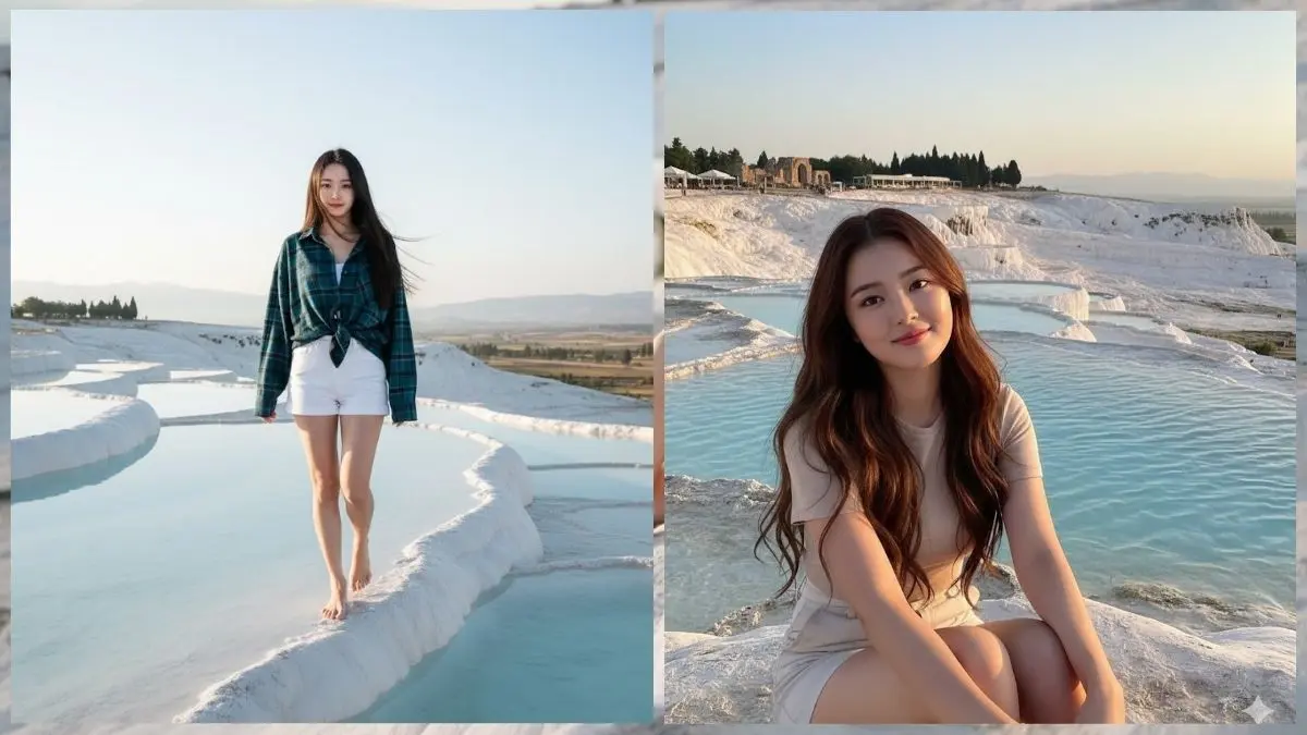 Cara Edit Foto Liburan di Pamukkale Turki Jadi Estetik dengan Prompt Gemini AI Prompt Gemini AI