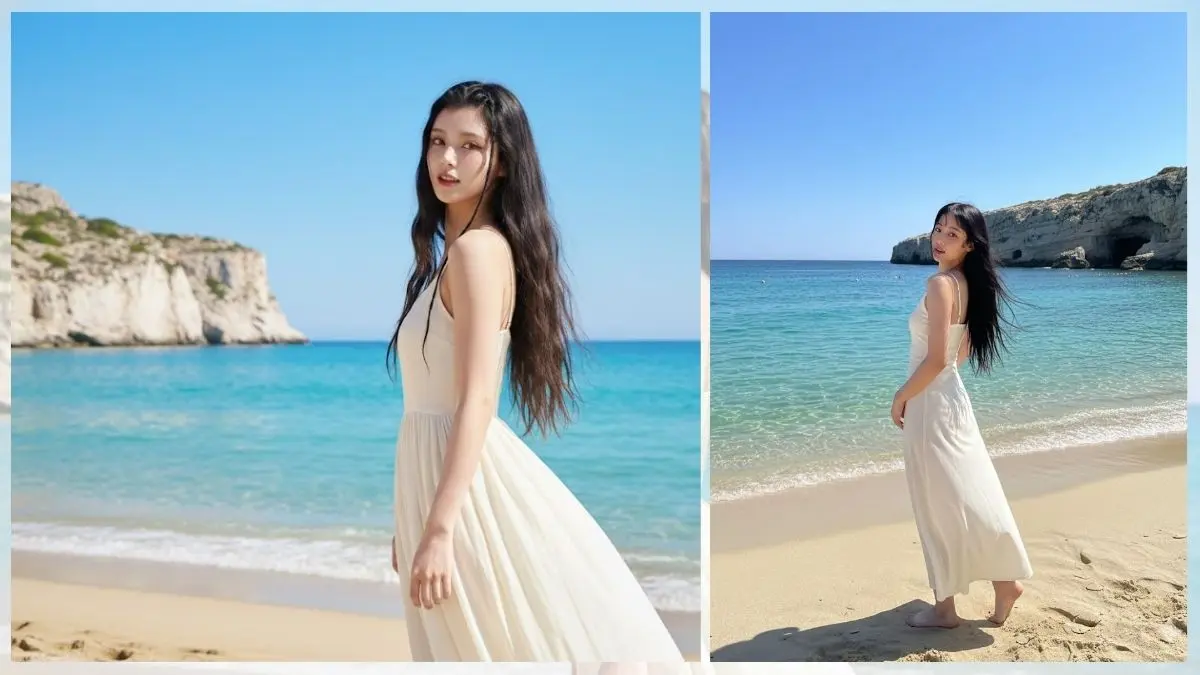Edit Foto Pantai Italia dengan Dress Beach Natural Menggunakan Prompt Gemini AI Prompt Gemini AI