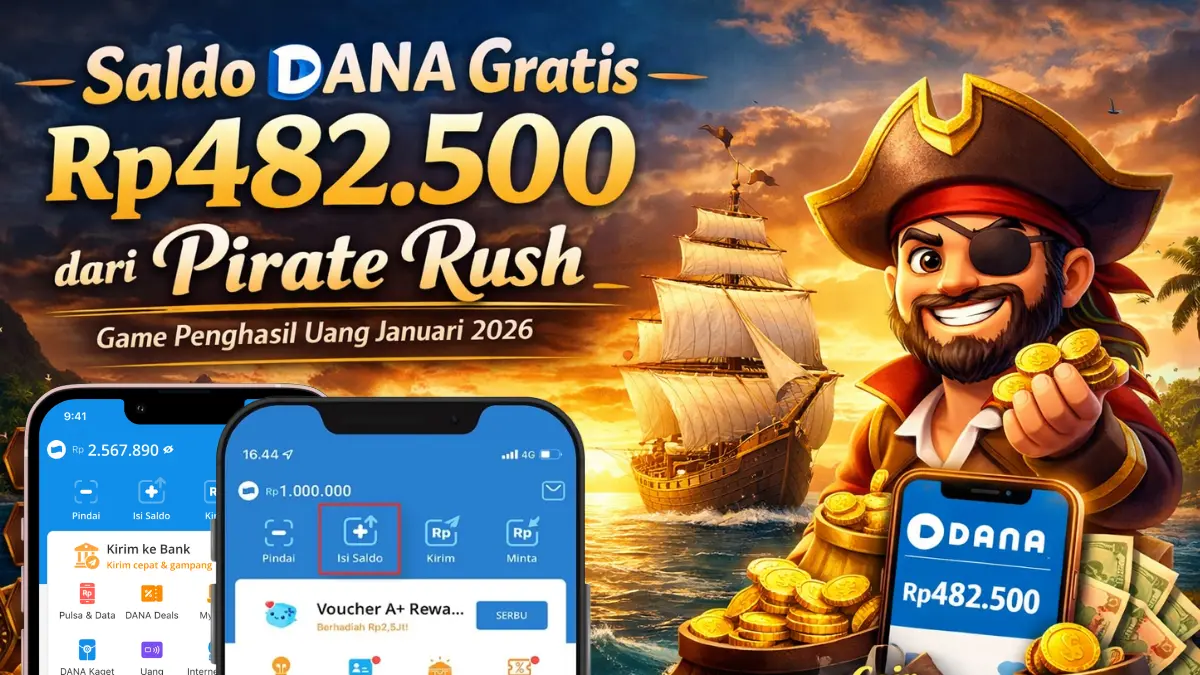 Saldo DANA Gratis Rp482.500 Bisa Cair, Pirate Rush Jadi Game Penghasil Uang Andalan Januari 2026 aplikasi penghasil uang