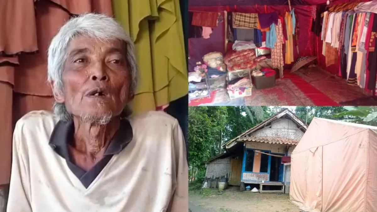 lansia tinggal di tenda darurat akibat rumah ambruk di Kota Tasikmalaya