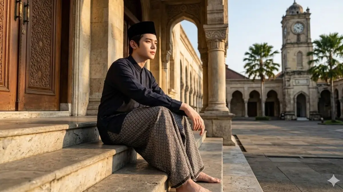 5 Prompt Gemini AI Untuk Bikin Foto Estetik Saat Duduk di Tangga Masjid Prompt Gemini AI