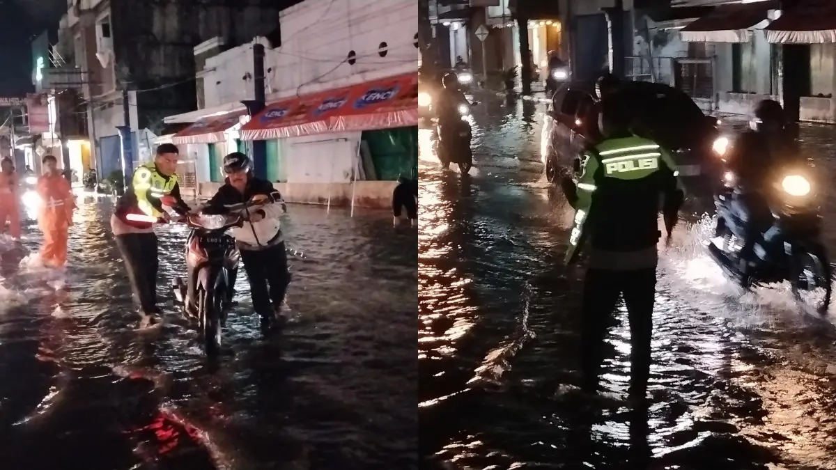 banjir di pusat Kota Tasikmalaya saat hujan deras