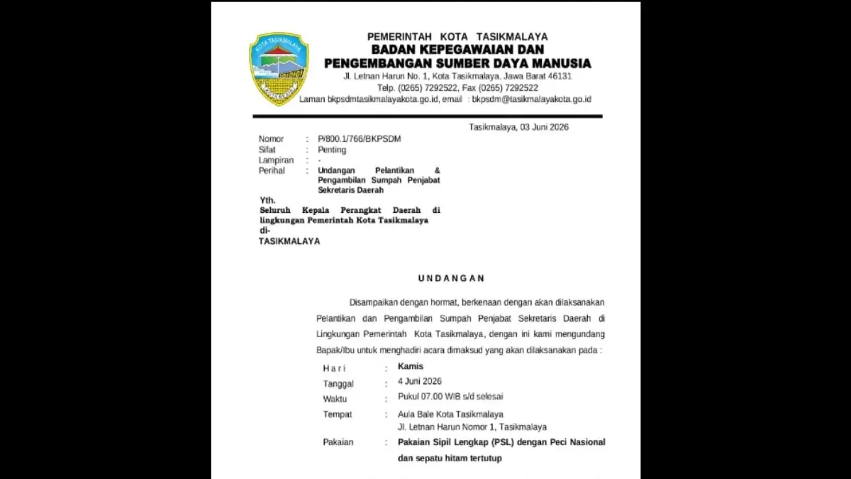 Pemkot Tasikmalaya menjadwalkan pelantikan Pj Sekda pada Kamis pagi