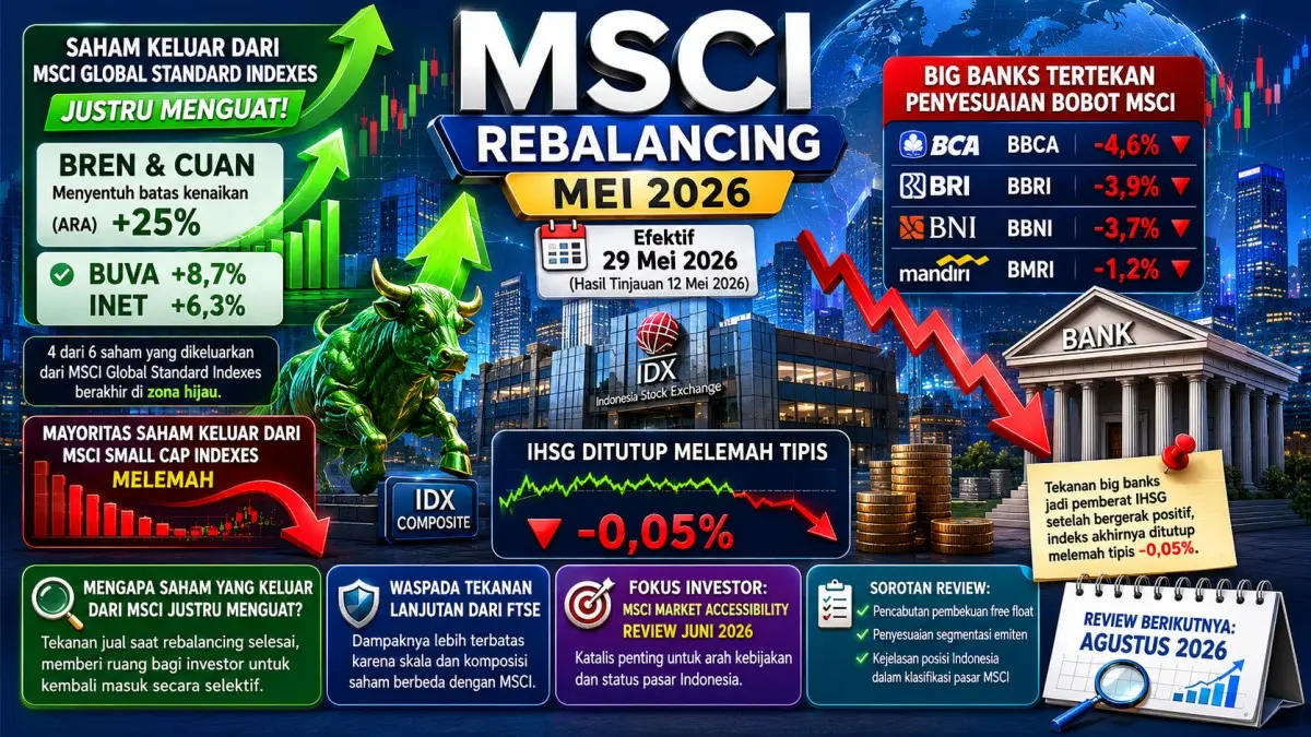 Rebalancing Indeks MSCI Efektif, Saham yang Terdepak Justru Melonjak! BREN dan CUAN ARA, Big Banks Tertekan rebalancing indeks MSCI