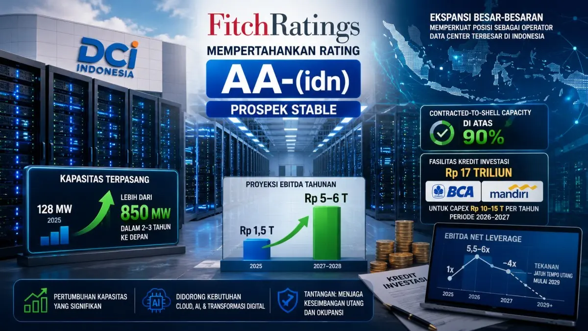 Fitch Pertahankan Rating DCI Indonesia di Level AA-(idn), Kapasitas Data Center Bakal Melonjak hingga 850 MW DCI Indonesia