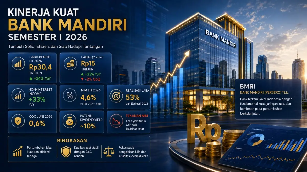 Laba Bank Mandiri Tembus Rp 30,4 Triliun di Semester I 2026, Investor Mulai Melirik Potensi Dividen 10 Persen Laba Bank Mandiri