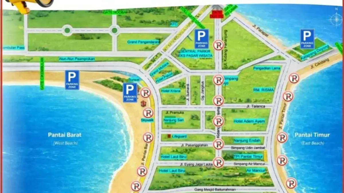 dilarang parkir, wisata pantai pangandaran