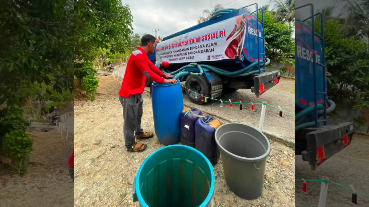 7.973 Warga Pangandaran Alami Krisis Air Bersih, Tagana Minta Bantuan Kemensos RI Bantuan air bersih tagana pangandaran