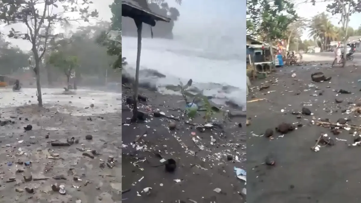 Air Laut di Batuhiu Pangandaran Tumpah ke Jalan, Fenomena Pancaroba Pancaroba, air laut pasang naik ke daratan,