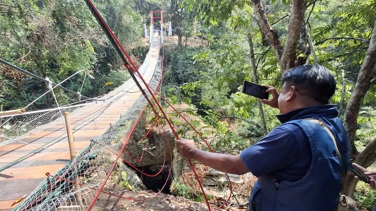 Jembatan Pongpet Patah Saat Peresmian, Dandim 0626 Pangandaran Minta Maaf, Ini Penyebabnya! jembatan gantung pongpet pangandaran
