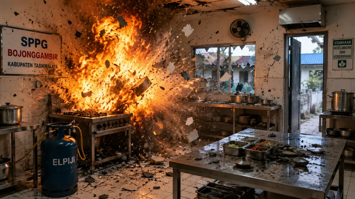 Ledakan Dapur SPPG Bunga Bangsa Bojonggambir I Tasikmalaya Sebabkan Tiga Relawan Luka Bakar Dapur sppg bojonggambir meledak