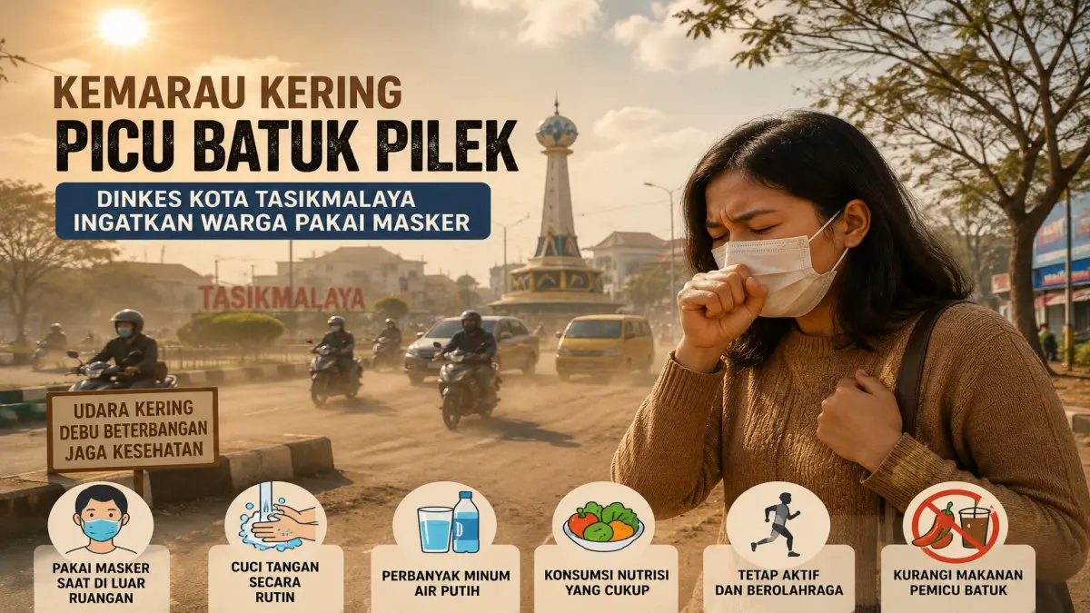Kemarau Picu Batuk Pilek, Dinkes Kota Tasikmalaya Ingatkan Warga Pakai Masker batuk pilek saat musim kemarau