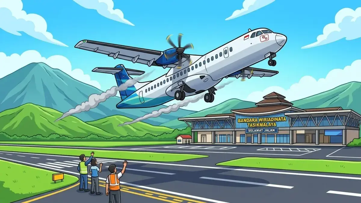 31 Oktober, Penerbangan di Bandara Wiriadinata Diujicoba Lagi Ilustasi AI