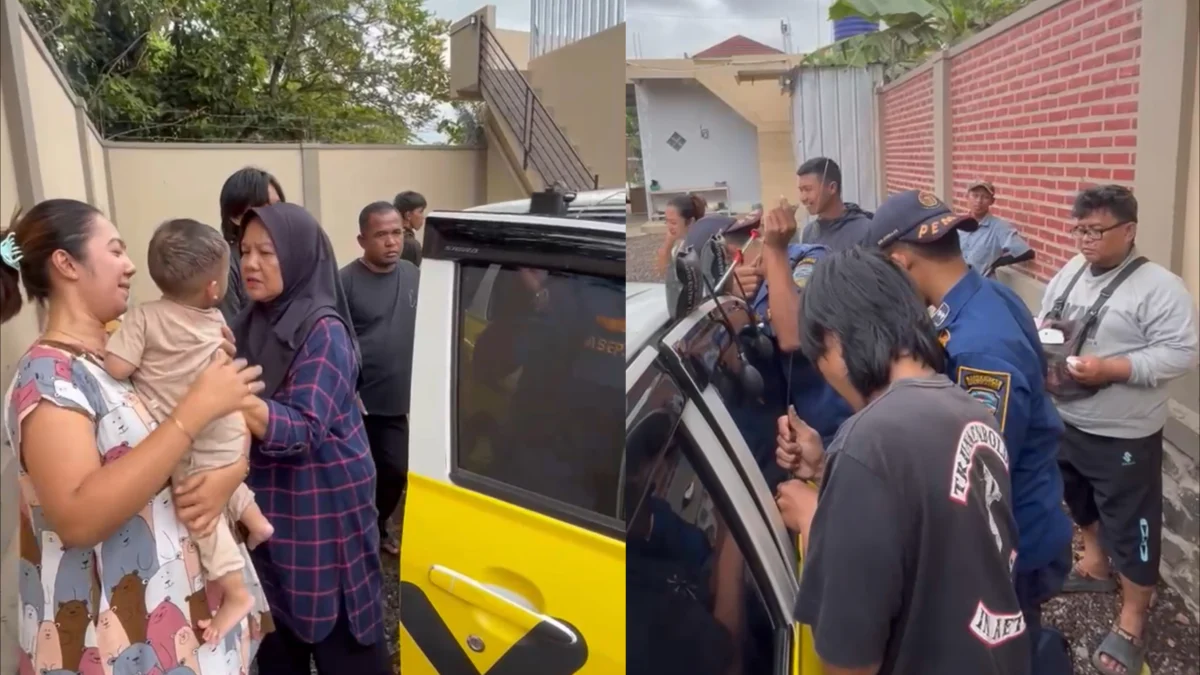 Balita terkunci dalam mobil, damkar kota tasikmalaya